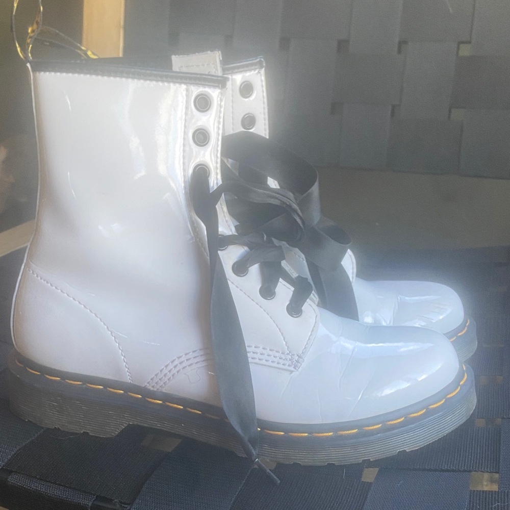 Dr. Martens White Lace Up Boots